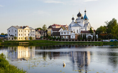 Fototapeta na wymiar Church of St. Nicholas the Wonderworker in the town of Postavy, Vitebsk region. Belarus