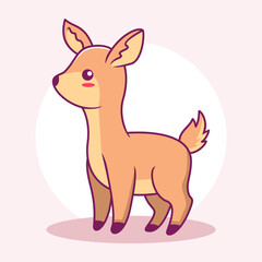 Cute Deer Cartoon Icon Illustration. Animal Flat Cartoon Style