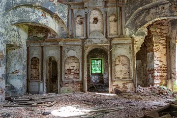 Washable wall murals Old left buildings interior of an abandoned orthodox church
