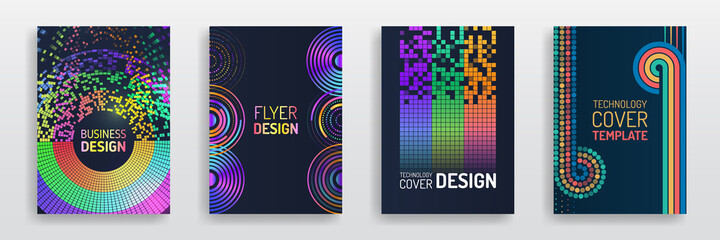 Digital technology and modern scientific concepts. Vector template for brochure or cover. Big data visualization array. Business layout, futuristic brochures, flyers, placards, presentation.