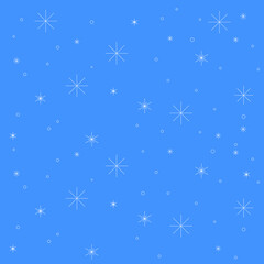 Fototapeta na wymiar Greeting card New Year blue background, snowflakes falling