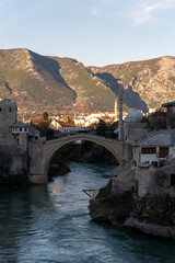 view of the Stari Most in Mostar, Bosnia and Herzegovina