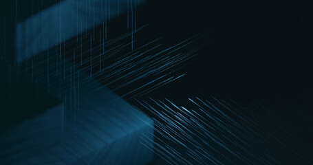 Render with blue lines and surfaces, soft focus
