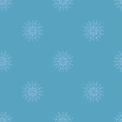 Vector pattern with snowflakes on a blue background. 