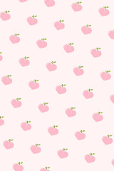 Pink peach pattern. Fresh fruit background. Vector illustration