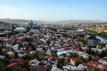 Beautiful scenic view of old Tbilisi the capital of Georgia from Narikala fortres