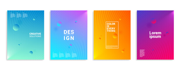 Minimal abstract covers. Vector halftone gradients. Geometric future template for flyer, poster, brochure and invitation. Minimalistic colorful cover.