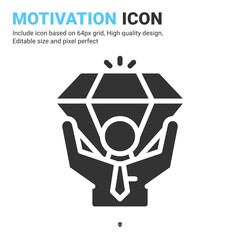 Self motivation idea icon vector with glyph style isolated on white background. Vector illustration goals sign symbol icon concept for business, finance, industry, company, apps and project