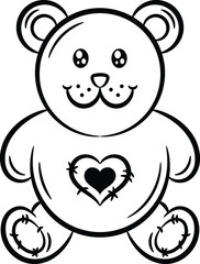Valentine love teddy bear drawing sketch for coloring