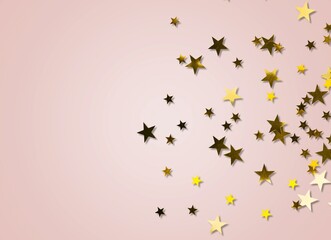 Christmas composition. Confetti decorations on pastel pink background. Christmas, winter, new year concept.