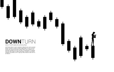 Unemployment man walking on stack of downturn graph. Concept for end of career and jobless.