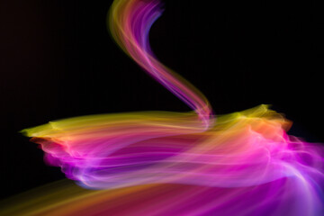 Abstraction of lines of colored blurred light.