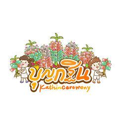 Cartoon family Offering to Buddhist Vector.