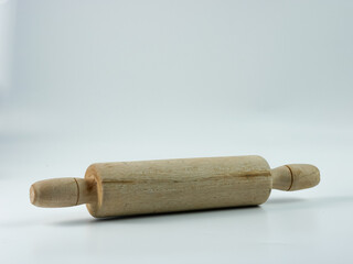 wooden rolling pin isolated on white background
