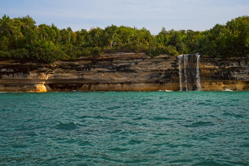 Spray falls at Pictured Rocks National Lakeshore on Lake Superior in Michigan