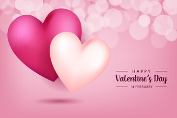 Obraz na płótnie Canvas Happy Valentine's Day vector design background with realistic 3d heart for Greeting Card, flyer, Poster, Banner etc. Vector Illustration Graphic.