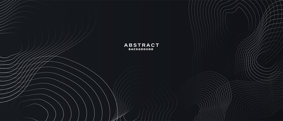 Abstract black background with white contour lines. Digital future technology concept. vector illustration.	
