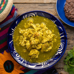 Scrambled egg with green sauce. Mexican food
