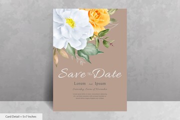 Elegant Watercolor Floral Wedding Invitation Set with Hand Drawn Peony and Leaves