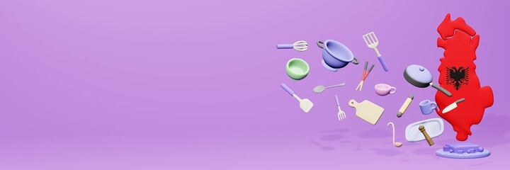 3d rendering of kitchen utensils usage in Albania for data display