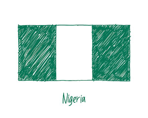 Nigeria Flag Marker or Pencil Sketch Illustration Vector