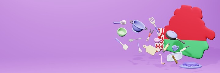 3d rendering of kitchen utensils usage in Belarus for data display