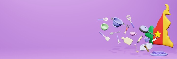 3d rendering of kitchen utensils usage in Cameroon for data display