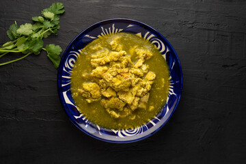 Scrambled egg with green sauce. Mexican food