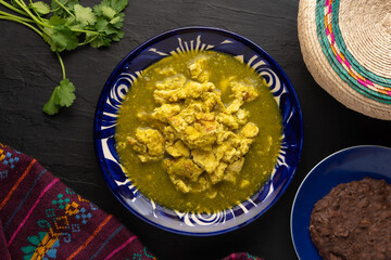 Scrambled egg with green sauce. Mexican food