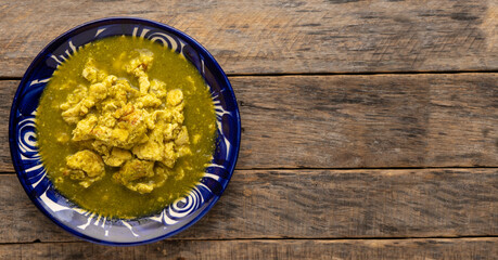 Scrambled egg with green sauce. Mexican food