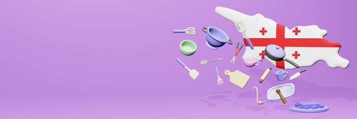 3d rendering of kitchen utensils usage in Georgia for data display