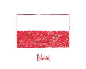 Poland Flag Marker or Pencil Sketch Illustration Vector