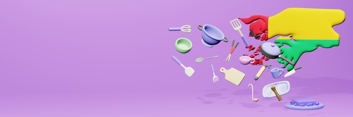 3d rendering of kitchen utensils usage in Guinea Bissau for data display