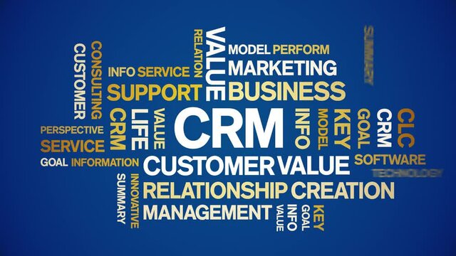 CRM animated tag word cloud;text design animation kinetic typography seamless loop.