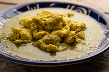 Scrambled egg with green sauce. Mexican food