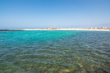 View of the beautiful El Cotillo and Los Lagos Beach (Playa de Los Lagos) - Fuerteventura, Canary Islands, Spain