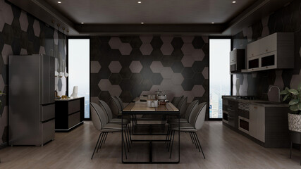 office pantry area 3d render interior design