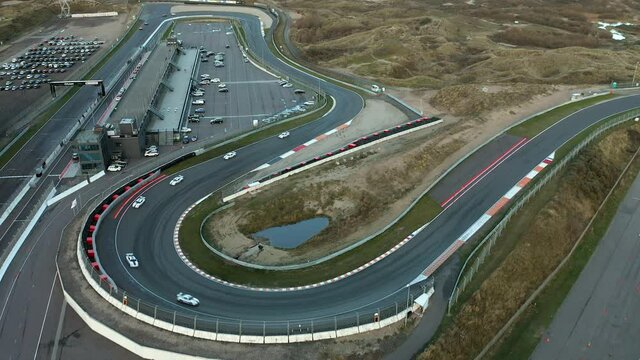 Facility built for racing of vehicles F1 circuit Zandvoort - The Netherlands. Aerial shot