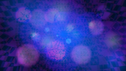 Bokeh lights broken with mandala shapes circle in dark blue backdrop