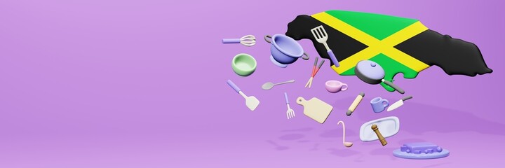 3d rendering of kitchen utensils usage in Jamaica for data display