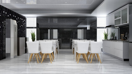 office pantry area 3d render interior design