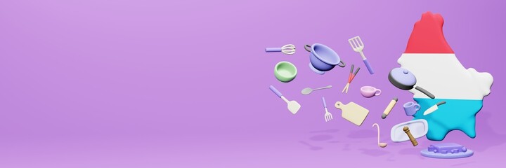 3d rendering of kitchen utensils usage in Luxembourg for data display