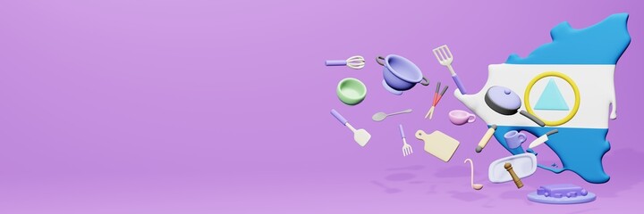 3d rendering of kitchen utensils usage in Nicaragua for data display