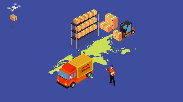 Courier doing express delivery service in worldwide