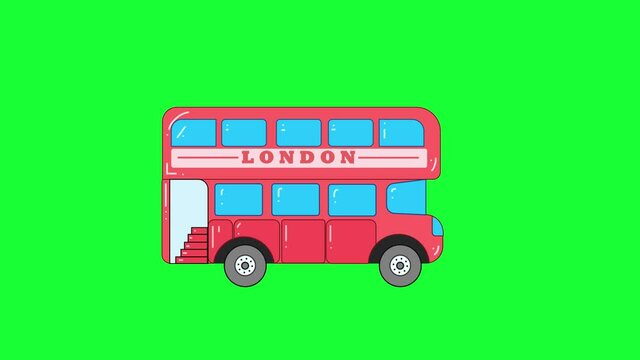 Double decker bus moving in the studio