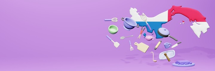 3d rendering of kitchen utensils usage in Panama for data display