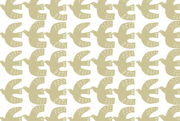 鳥　北欧　黄色　白　背景　壁紙　手書き　水彩
