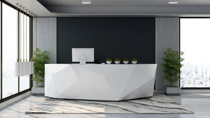 modern office lobby waiting room for company logo mockup