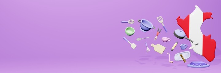 3d rendering of kitchen utensils usage in Peru for data display