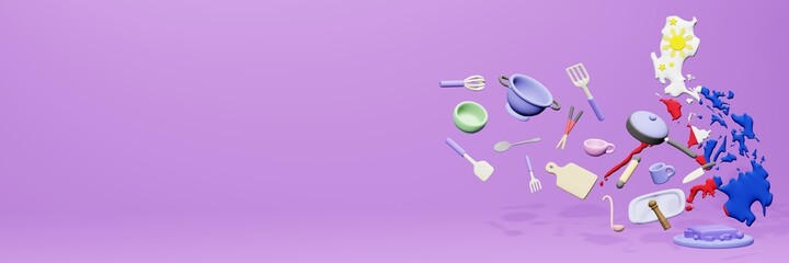 3d rendering of kitchen utensils usage in Philipines for data display